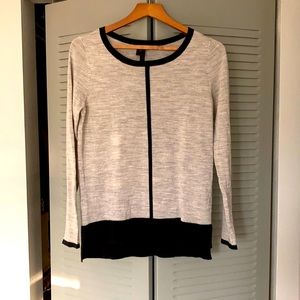 Ann Taylor grey knit top with black trim